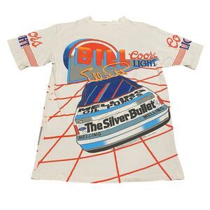 Vintage NASCAR AOP Tee Shirt Bill Elliot Coors Light Silver Bullet USA Made M